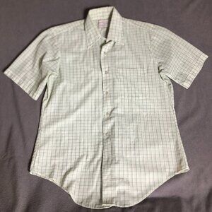 Dectolene Knits By Arrow Men's Vintage Short Sleeve Size 15.5 Green White